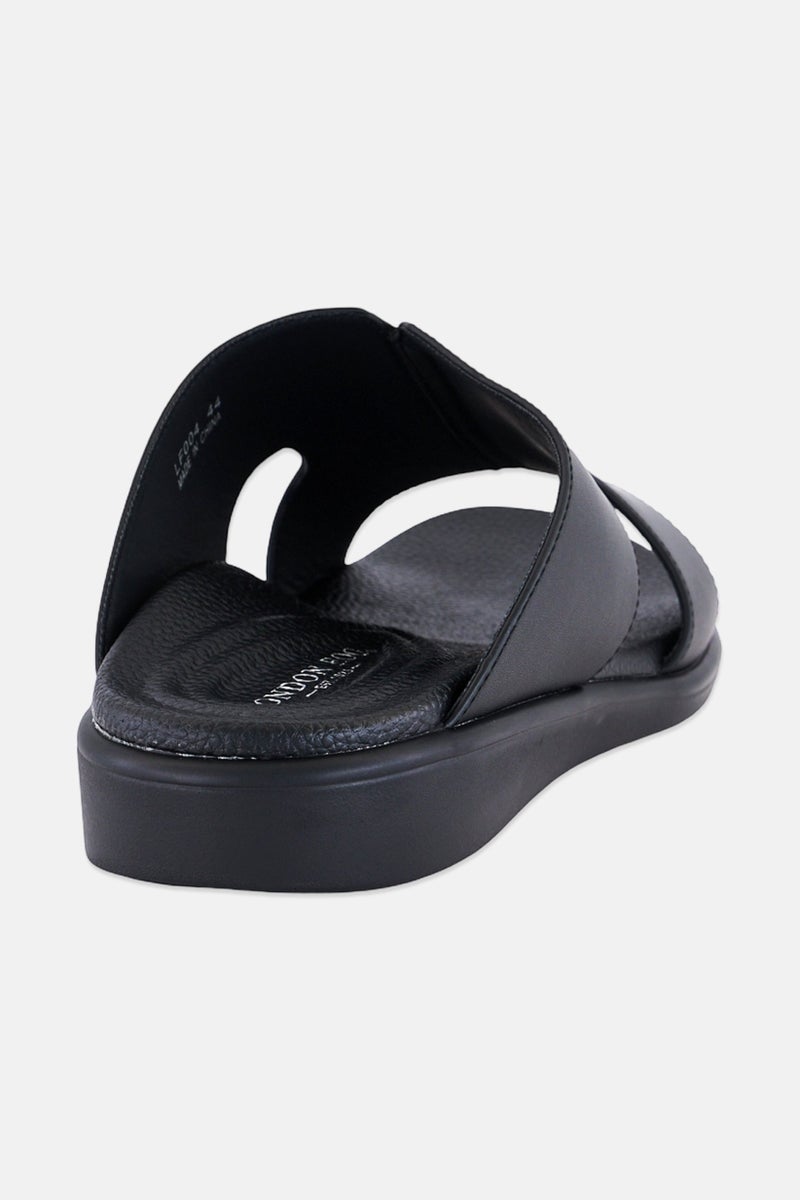 London Fog Men Slip On Arabic Sandals, Black - Image 3